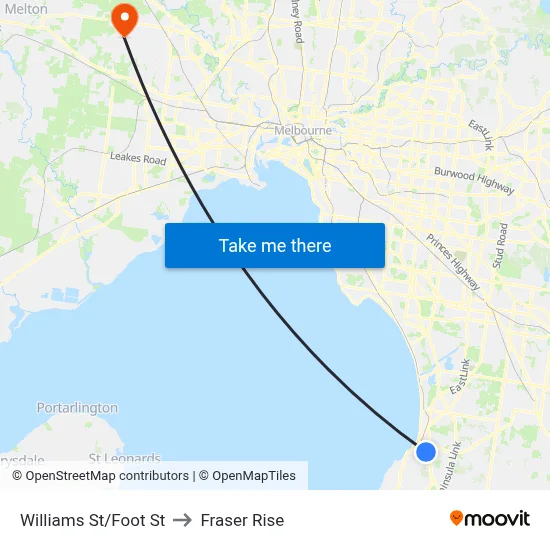 Williams St/Foot St to Fraser Rise map