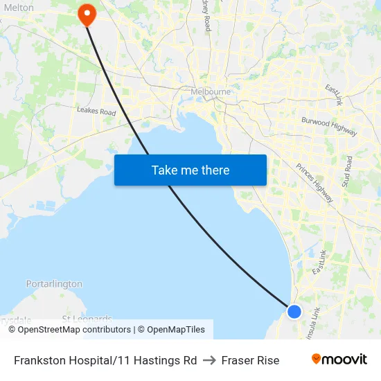 Frankston Hospital/11 Hastings Rd to Fraser Rise map