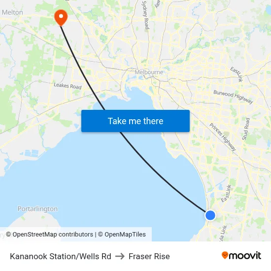 Kananook Station/Wells Rd to Fraser Rise map