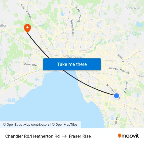 Chandler Rd/Heatherton Rd to Fraser Rise map