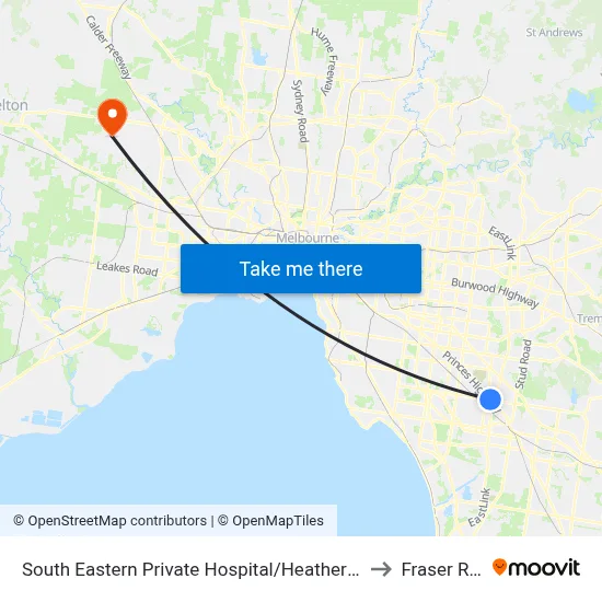 South Eastern Private Hospital/Heatherton Rd to Fraser Rise map