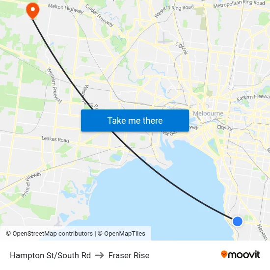 Hampton St/South Rd to Fraser Rise map