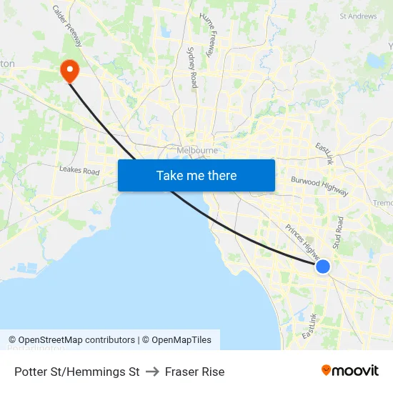 Potter St/Hemmings St to Fraser Rise map