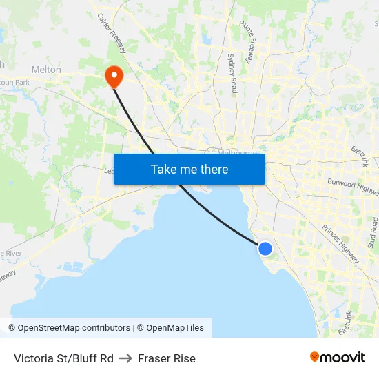 Victoria St/Bluff Rd to Fraser Rise map