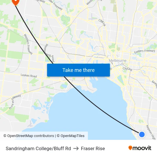 Sandringham College/Bluff Rd to Fraser Rise map