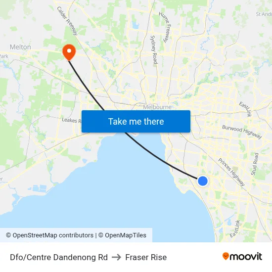 Dfo/Centre Dandenong Rd to Fraser Rise map