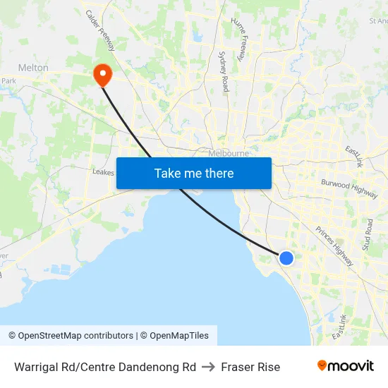 Warrigal Rd/Centre Dandenong Rd to Fraser Rise map