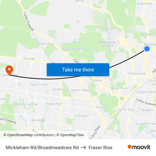Mickleham Rd/Broadmeadows Rd to Fraser Rise map