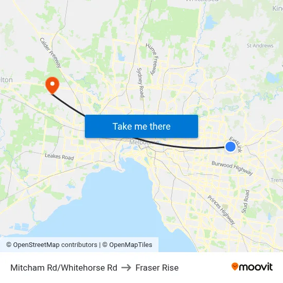 Mitcham Rd/Whitehorse Rd to Fraser Rise map