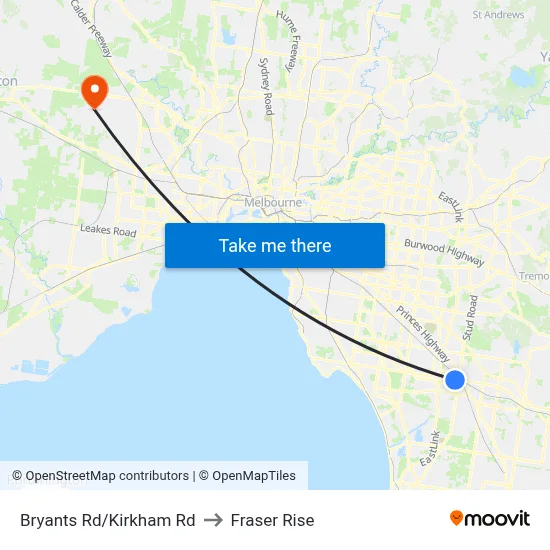 Bryants Rd/Kirkham Rd to Fraser Rise map