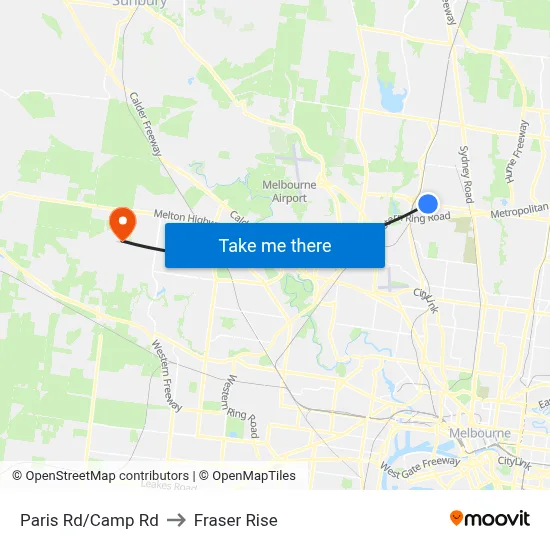 Paris Rd/Camp Rd to Fraser Rise map