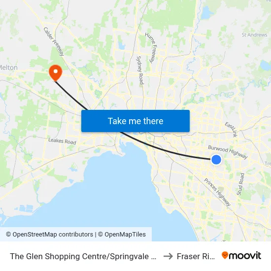 The Glen Shopping Centre/Springvale Rd to Fraser Rise map