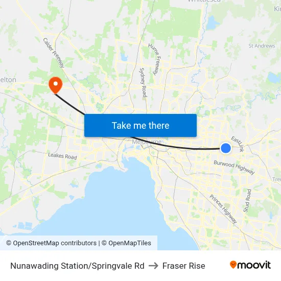 Nunawading Station/Springvale Rd to Fraser Rise map