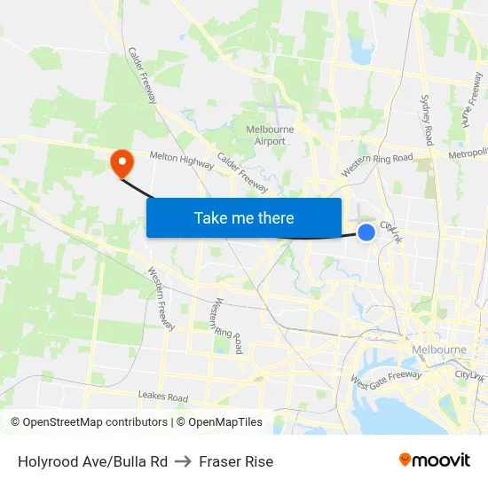 Holyrood Ave/Bulla Rd to Fraser Rise map