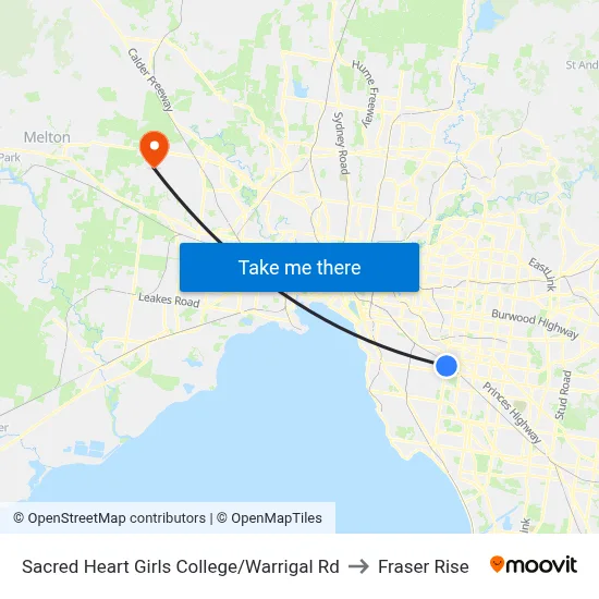 Sacred Heart Girls College/Warrigal Rd to Fraser Rise map