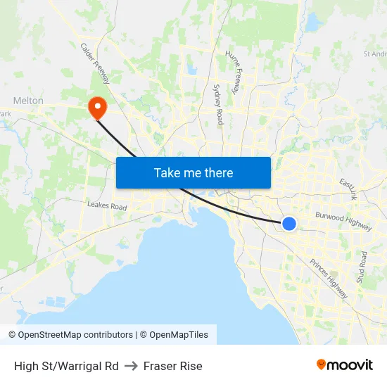 High St/Warrigal Rd to Fraser Rise map