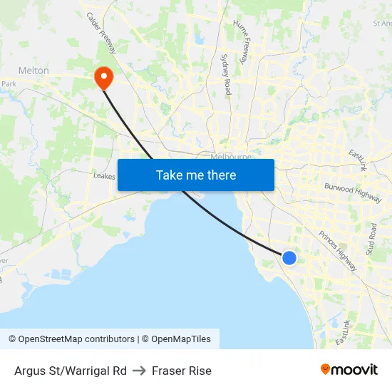 Argus St/Warrigal Rd to Fraser Rise map