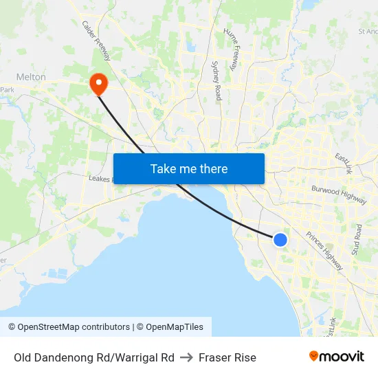 Old Dandenong Rd/Warrigal Rd to Fraser Rise map