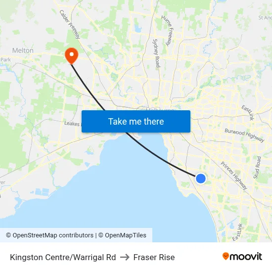 Kingston Centre/Warrigal Rd to Fraser Rise map
