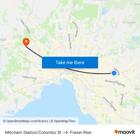 Mitcham Station/Colombo St to Fraser Rise map