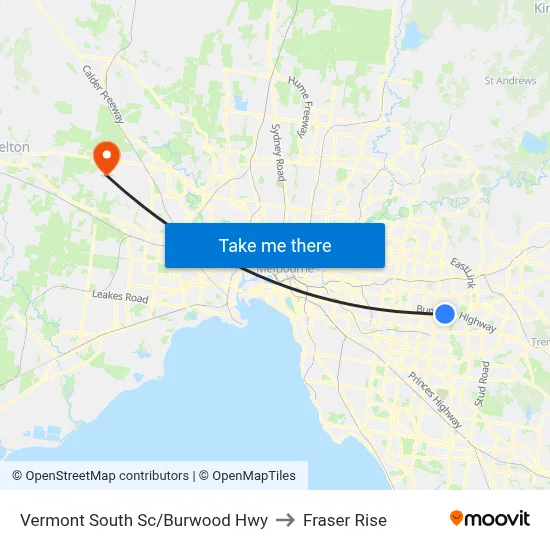 Vermont South Sc/Burwood Hwy to Fraser Rise map