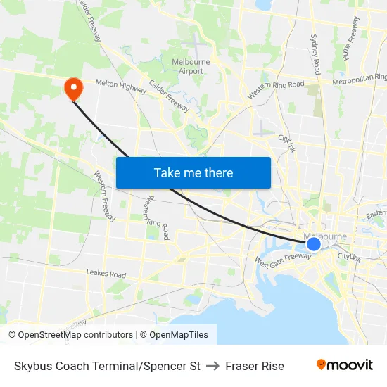 Skybus Coach Terminal/Spencer St to Fraser Rise map