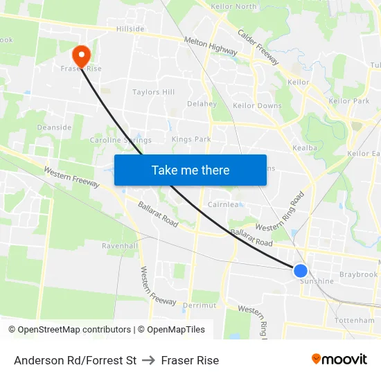 Anderson Rd/Forrest St to Fraser Rise map