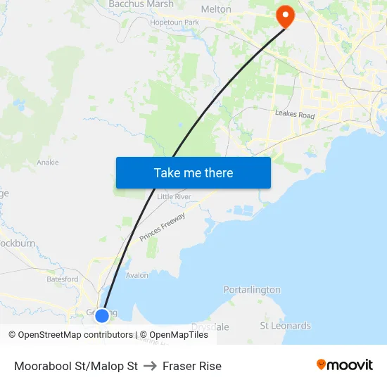 Moorabool St/Malop St to Fraser Rise map