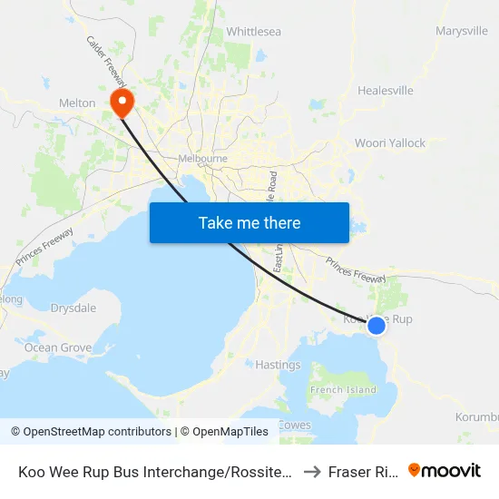 Koo Wee Rup Bus Interchange/Rossiter Rd to Fraser Rise map