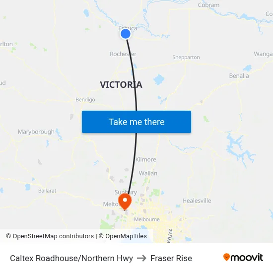 Caltex Roadhouse/Northern Hwy to Fraser Rise map