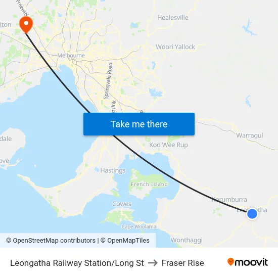 Leongatha Railway Station/Long St to Fraser Rise map