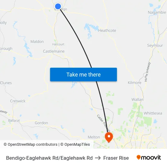 Bendigo-Eaglehawk Rd/Eaglehawk Rd to Fraser Rise map