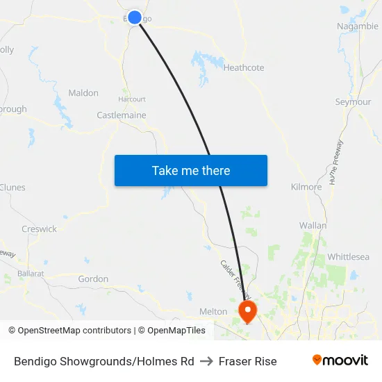 Bendigo Showgrounds/Holmes Rd to Fraser Rise map