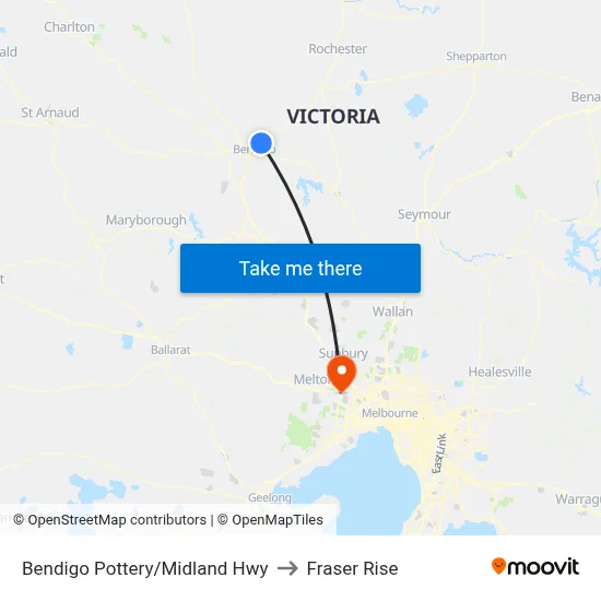Bendigo Pottery/Midland Hwy to Fraser Rise map