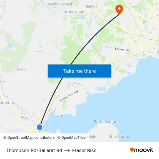 Thompson Rd/Ballarat Rd to Fraser Rise map