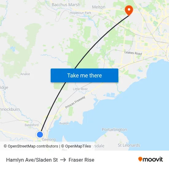 Hamlyn Ave/Sladen St to Fraser Rise map