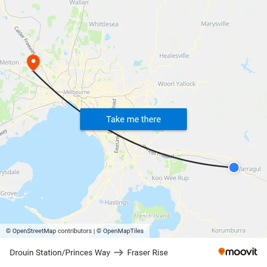 Drouin Station/Princes Way to Fraser Rise map