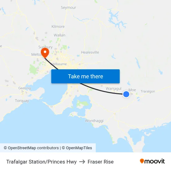 Trafalgar Station/Princes Hwy to Fraser Rise map