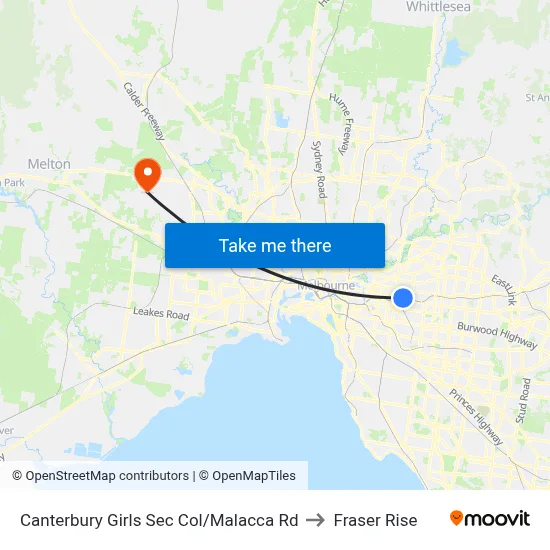 Canterbury Girls Sec Col/Malacca Rd to Fraser Rise map