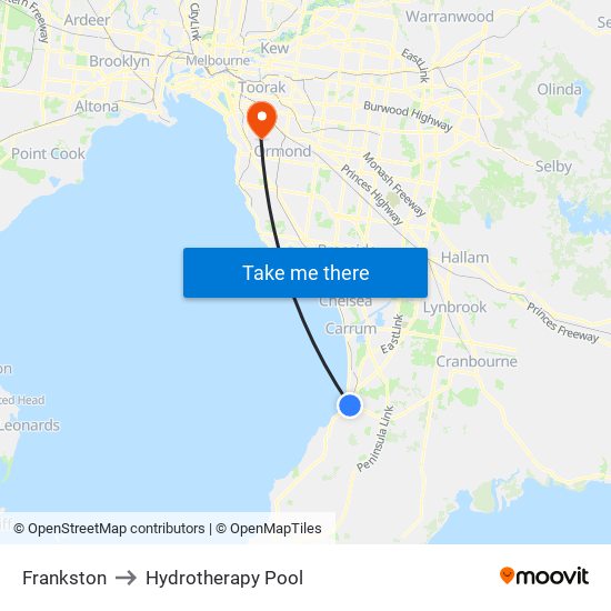 Frankston to Hydrotherapy Pool map