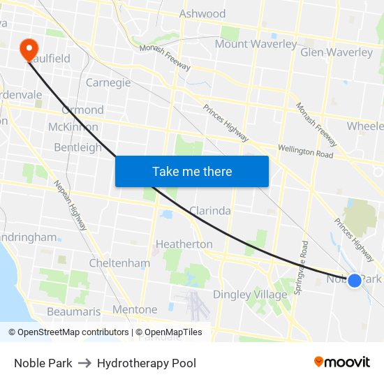 Noble Park to Hydrotherapy Pool map