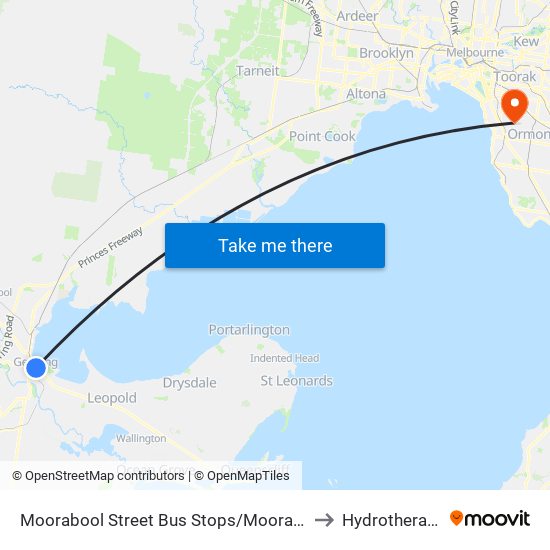 Moorabool Street Bus Stops/Moorabool St (Geelong) to Hydrotherapy Pool map