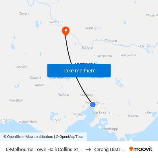 6-Melbourne Town Hall/Collins St (Melbourne City) to Kerang District Health map