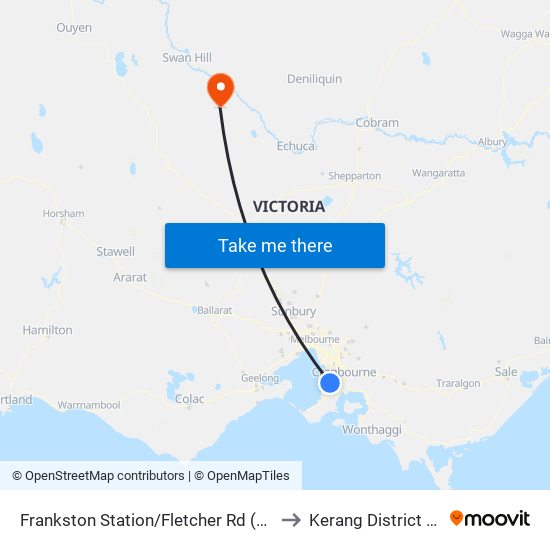 Frankston Station/Fletcher Rd (Frankston) to Kerang District Health map