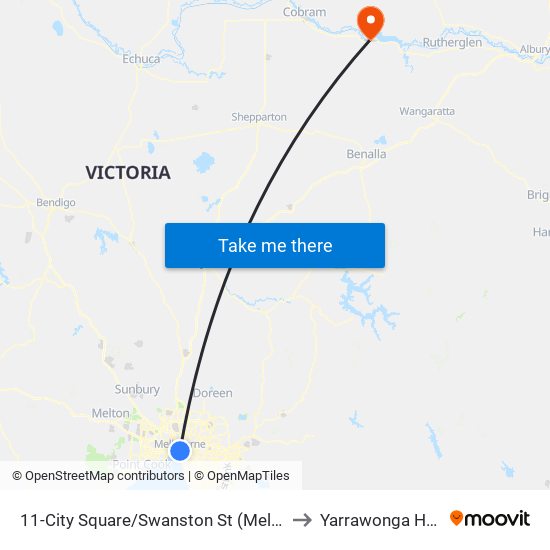 11-City Square/Swanston St (Melbourne City) to Yarrawonga Hospital map