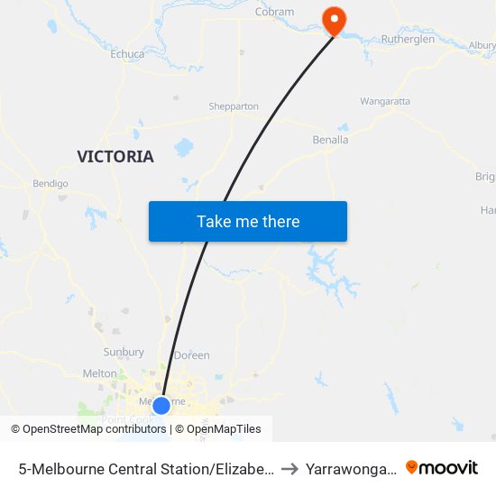 5-Melbourne Central Station/Elizabeth St (Melbourne City) to Yarrawonga Hospital map