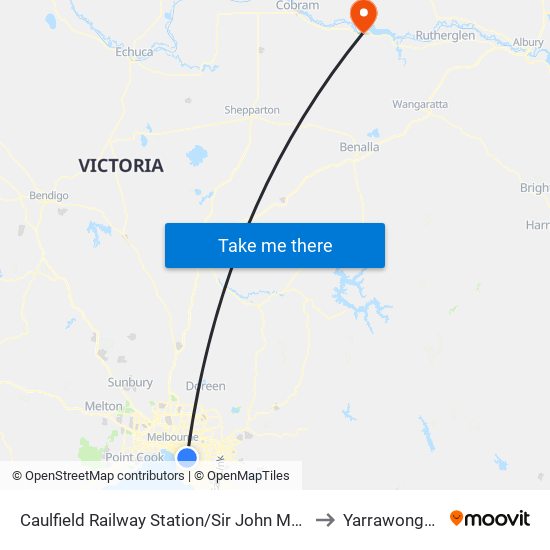 Caulfield Railway Station/Sir John Monash Dr (Caulfield East) to Yarrawonga Hospital map