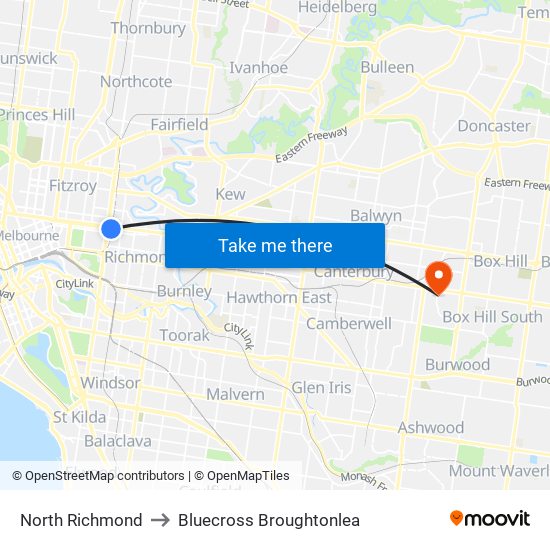 North Richmond to Bluecross Broughtonlea map