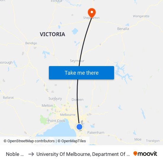 Noble Park to University Of Melbourne, Department Of Rural Health map
