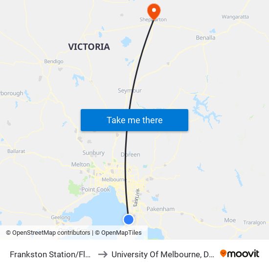 Frankston Station/Fletcher Rd (Frankston) to University Of Melbourne, Department Of Rural Health map